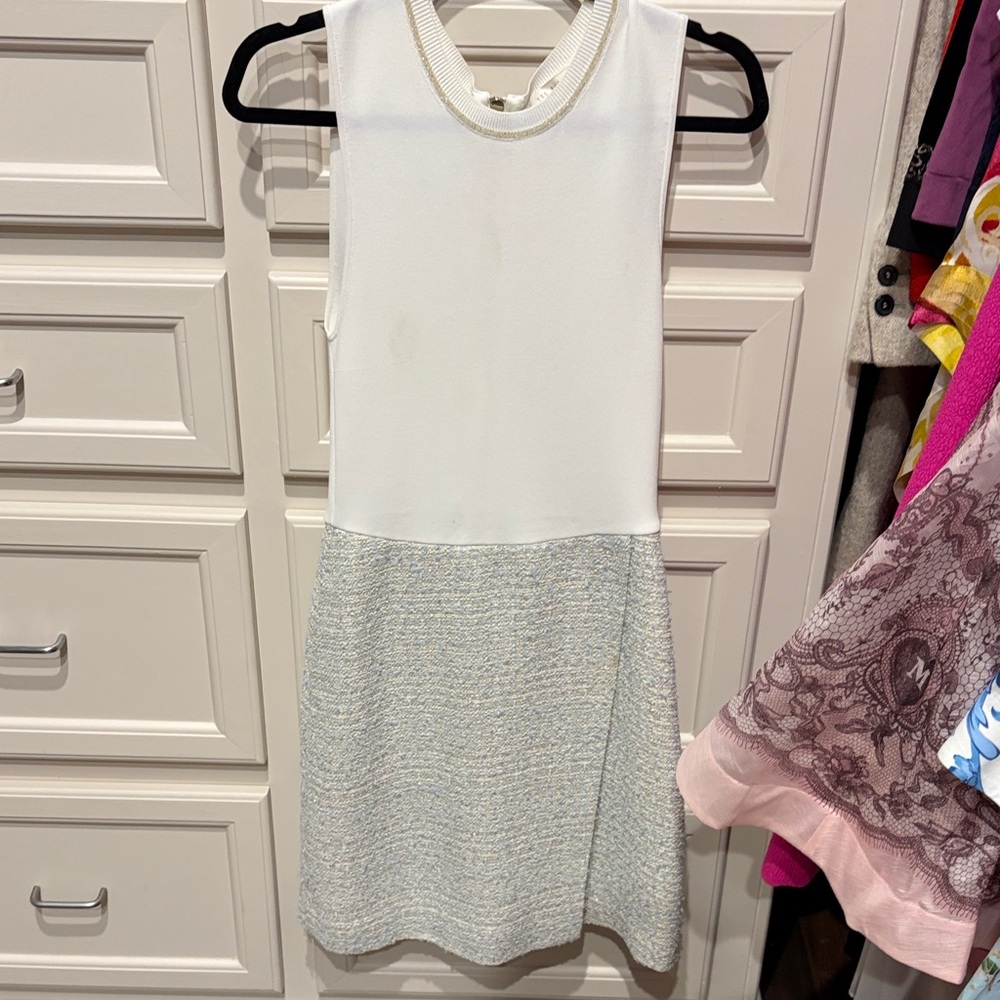 Ted Baker White and Light Blue Mini Dress